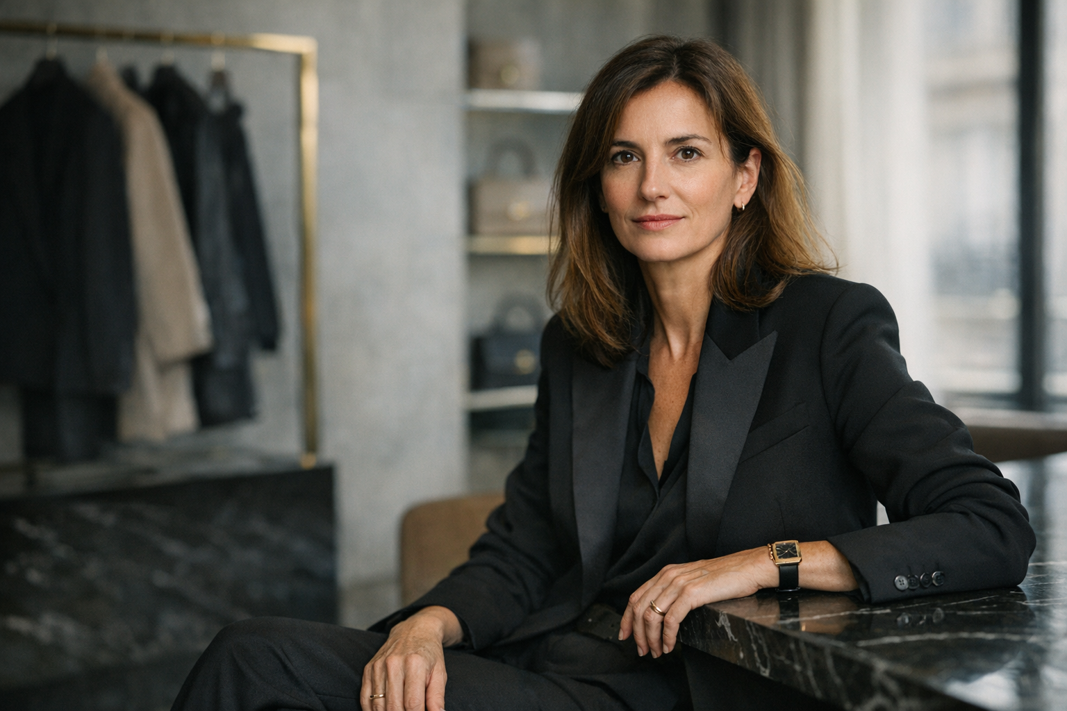 Saint Laurent Studio: Prototypentasche, Farb‑ und Lederproben auf einem Tisch